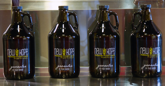 Environmentally friendly growlers for New Hope Premium Fountain Environmentally friendly growlers for New Hope Premium Fountain
